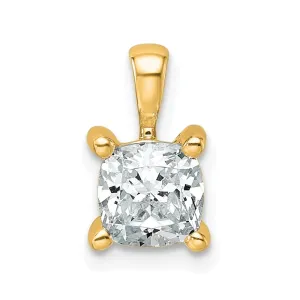 14k Yellow Gold 1 Ct Cushion Cut Lab Grown Diamond Pendant