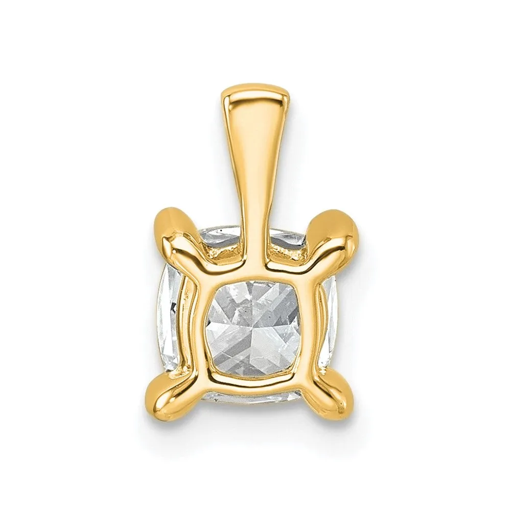 14k Yellow Gold 1 Ct Cushion Cut Lab Grown Diamond Pendant