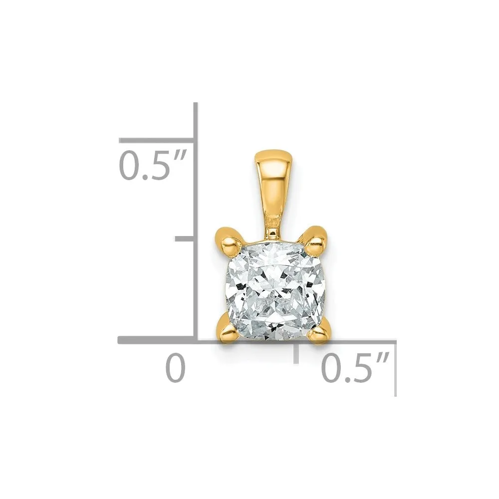 14k Yellow Gold 1 Ct Cushion Cut Lab Grown Diamond Pendant