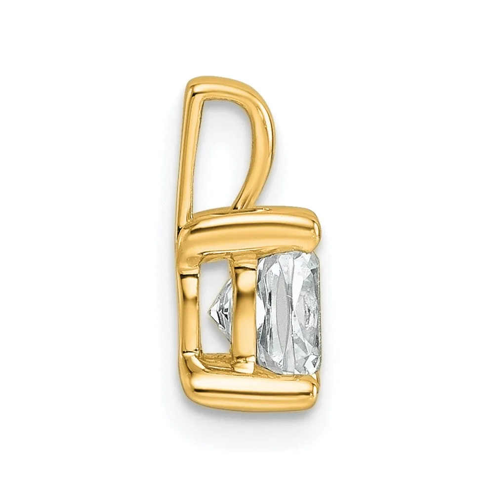 14k Yellow Gold 1 Ct Cushion Cut Lab Grown Diamond Pendant