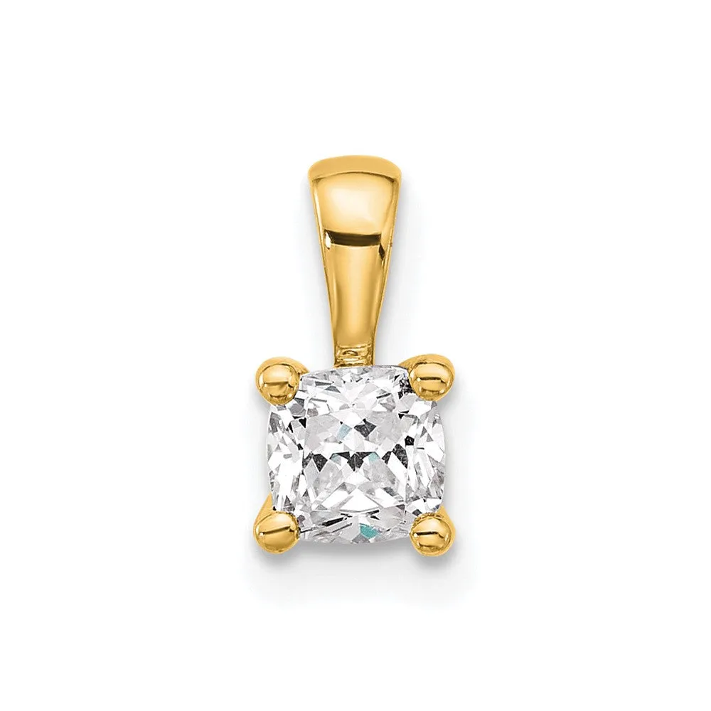 14k Yellow Gold 1/2 Ct Cushion Cut Lab Grown Diamond Pendant