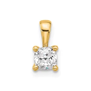 14k Yellow Gold 1/2 Ct Cushion Cut Lab Grown Diamond Pendant