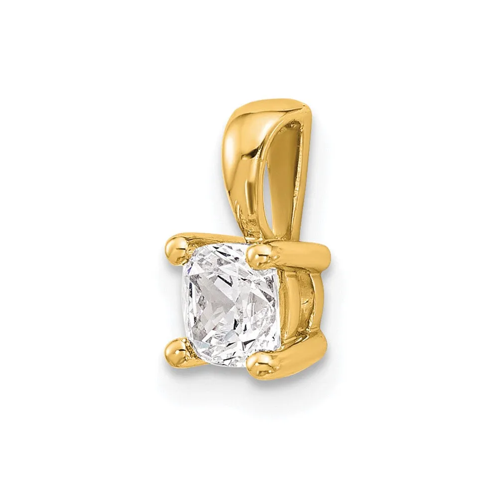 14k Yellow Gold 1/2 Ct Cushion Cut Lab Grown Diamond Pendant