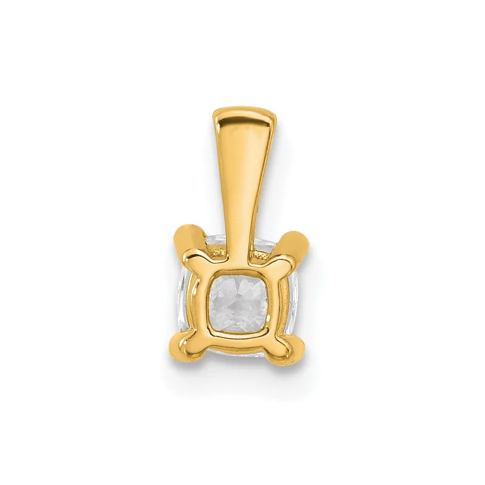 14k Yellow Gold 1/2 Ct Cushion Cut Lab Grown Diamond Pendant