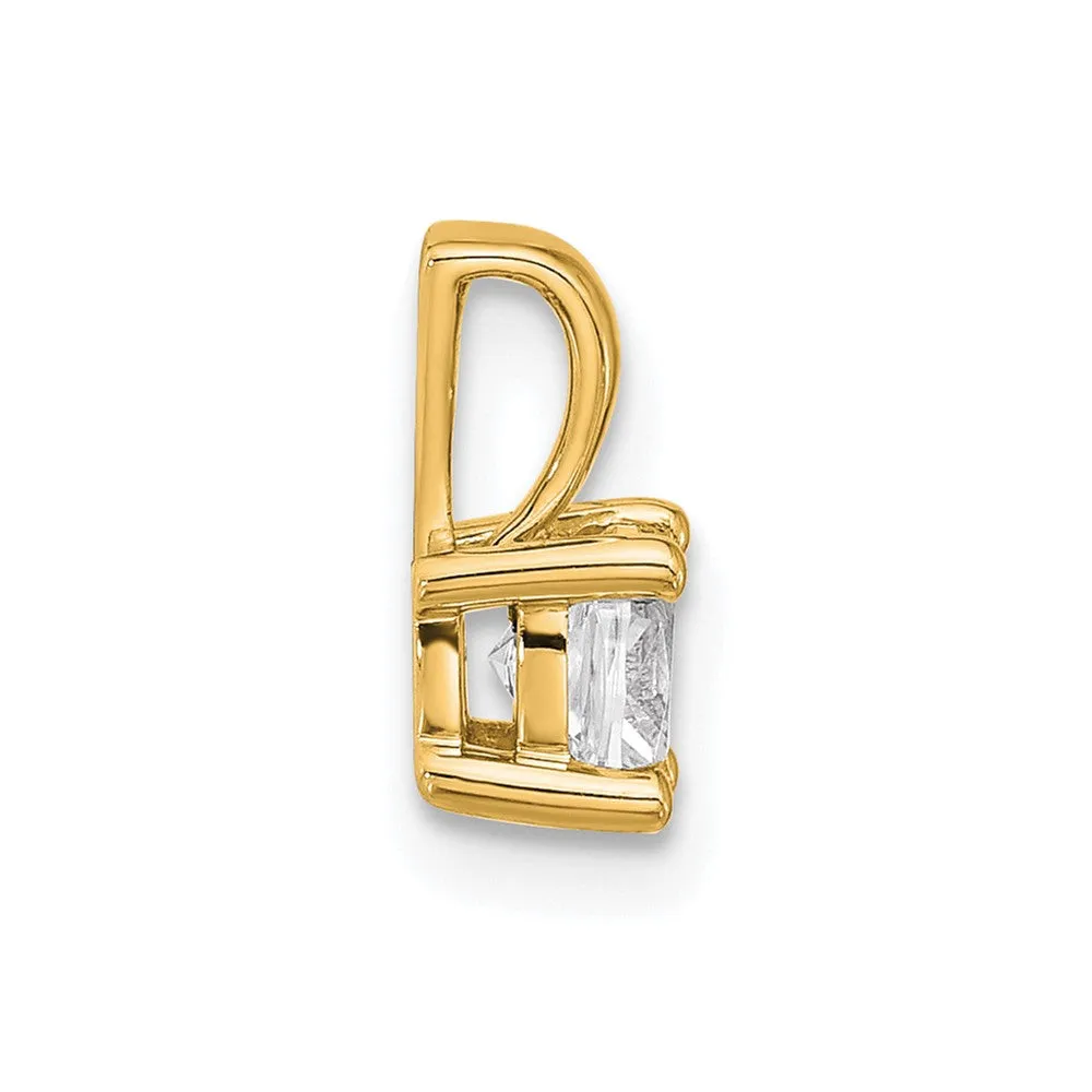14k Yellow Gold 1/2 Ct Cushion Cut Lab Grown Diamond Pendant