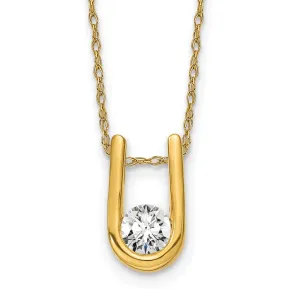 14k Yellow Gold 1/3 Ct Lab Grown Diamond U-Shape Pendant Necklace 18"