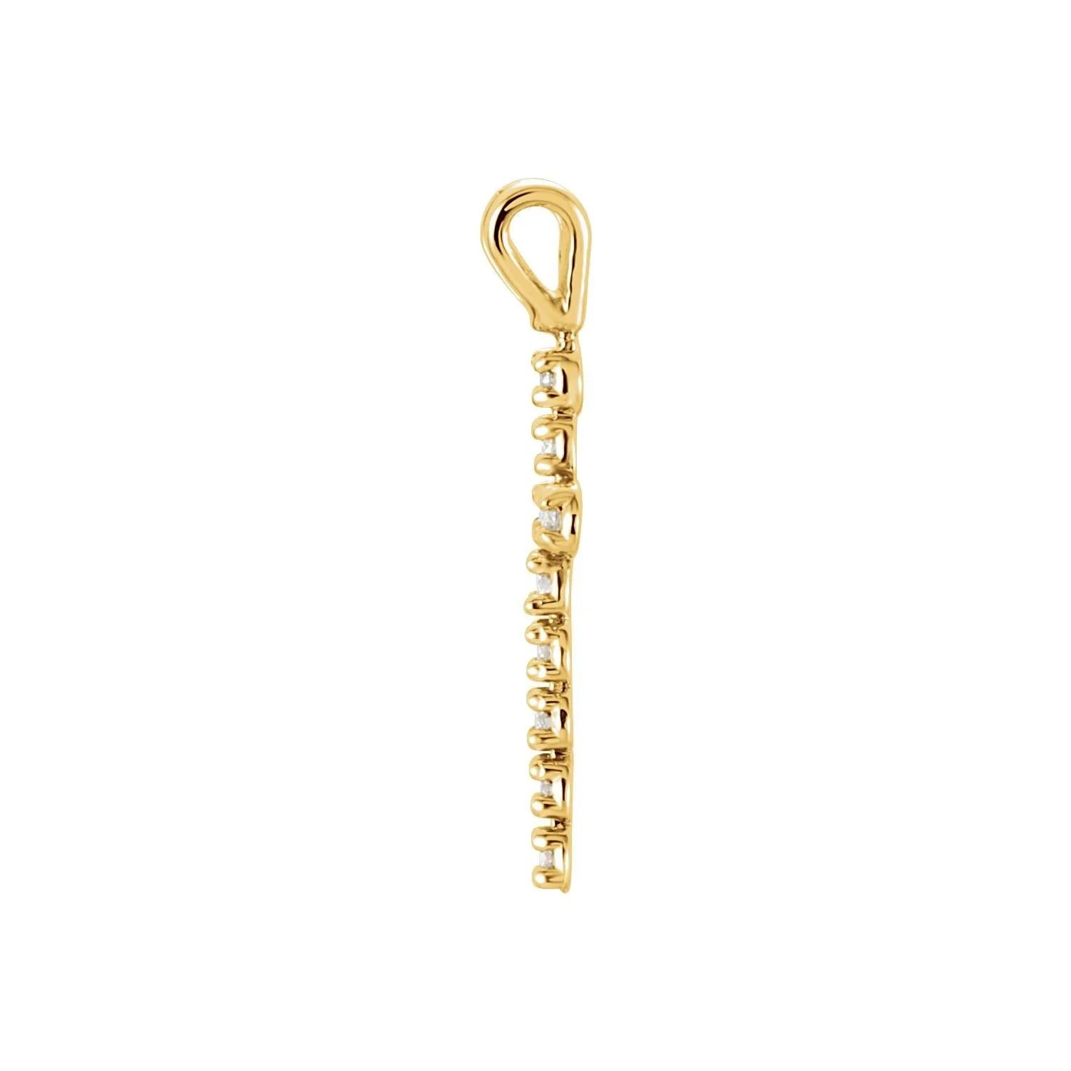 14k Yellow Gold  1/8ct Lab-Grown Diamond Cross Pendant
