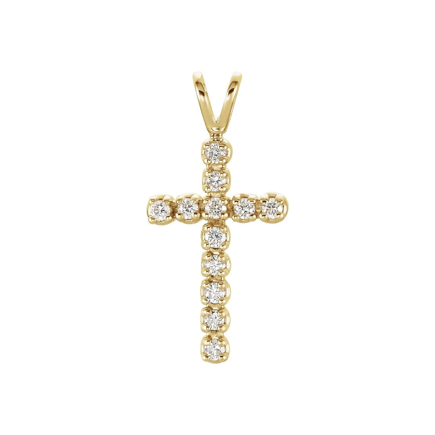 14k Yellow Gold  1/8ct Lab-Grown Diamond Cross Pendant