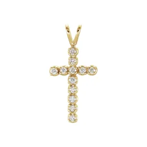14k Yellow Gold  1/8ct Lab-Grown Diamond Cross Pendant