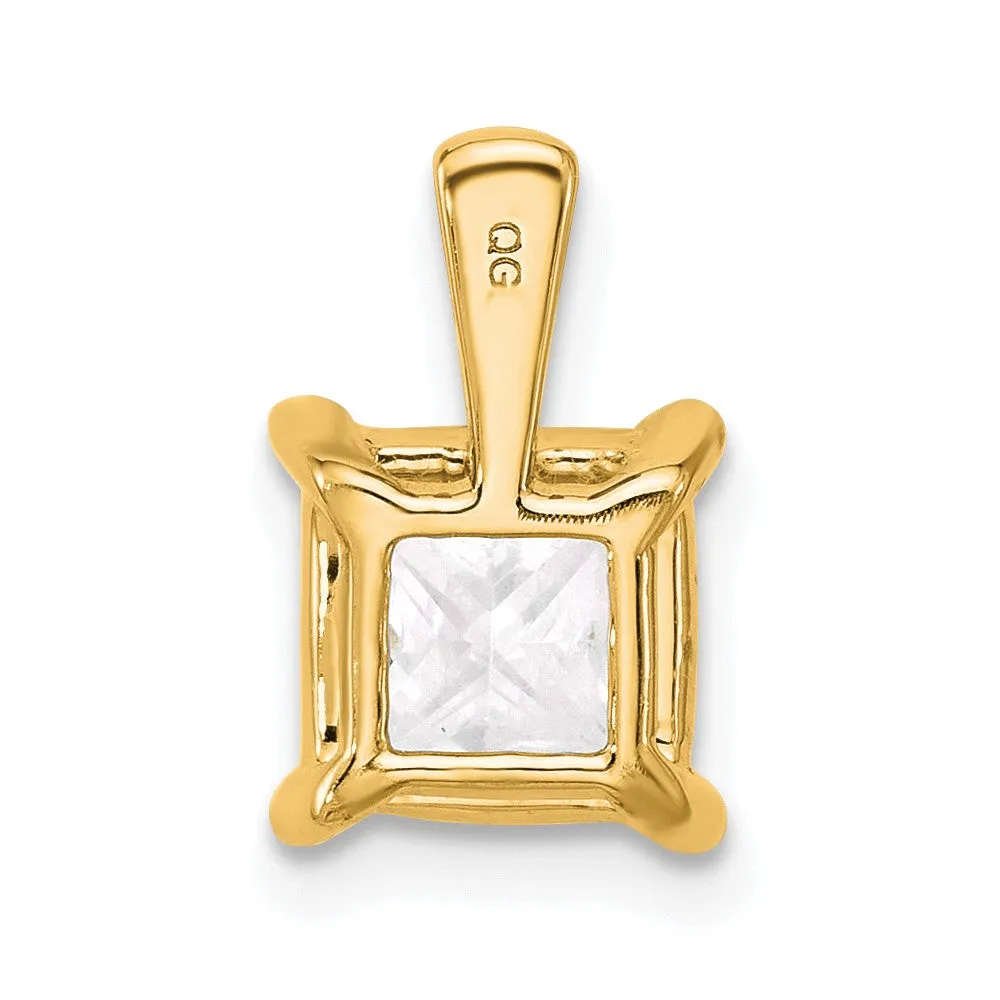 14k Yellow Gold 2 1/2 Ct Princess Cut Lab Grown Diamond Pendant