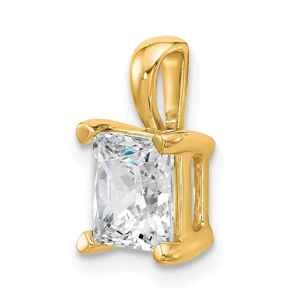 14k Yellow Gold 2 1/2 Ct Princess Cut Lab Grown Diamond Pendant
