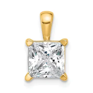 14k Yellow Gold 2 1/2 Ct Princess Cut Lab Grown Diamond Pendant