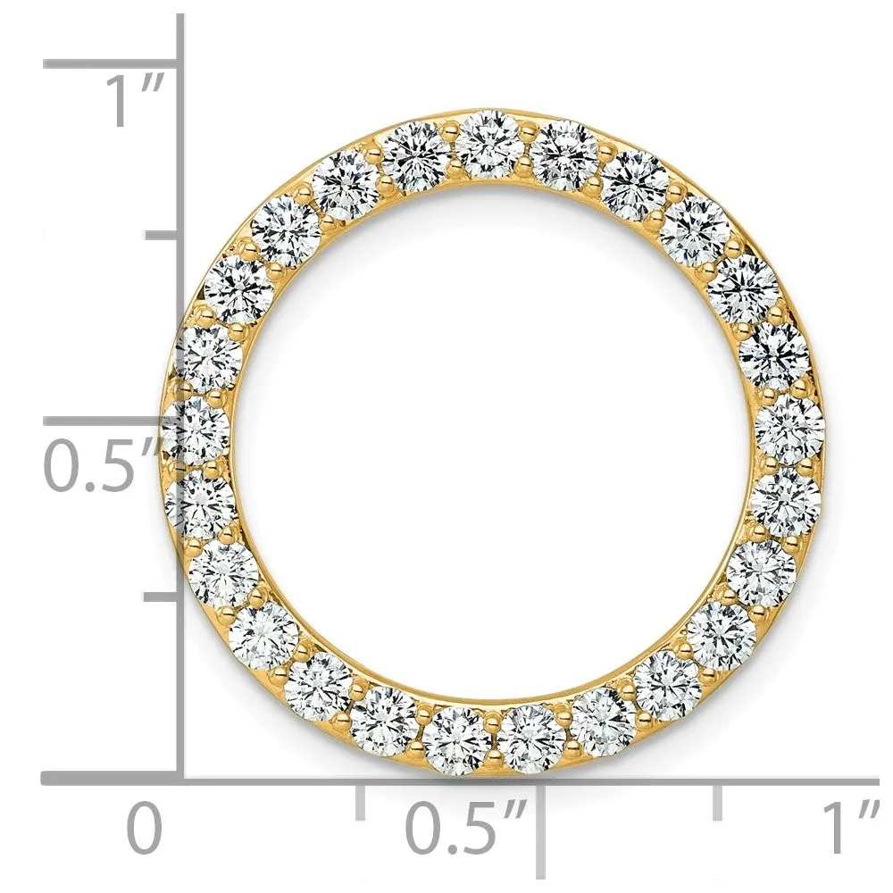 14k Yellow Gold 2 Ct Lab Grown Diamond Circle Chain Slide Pendant
