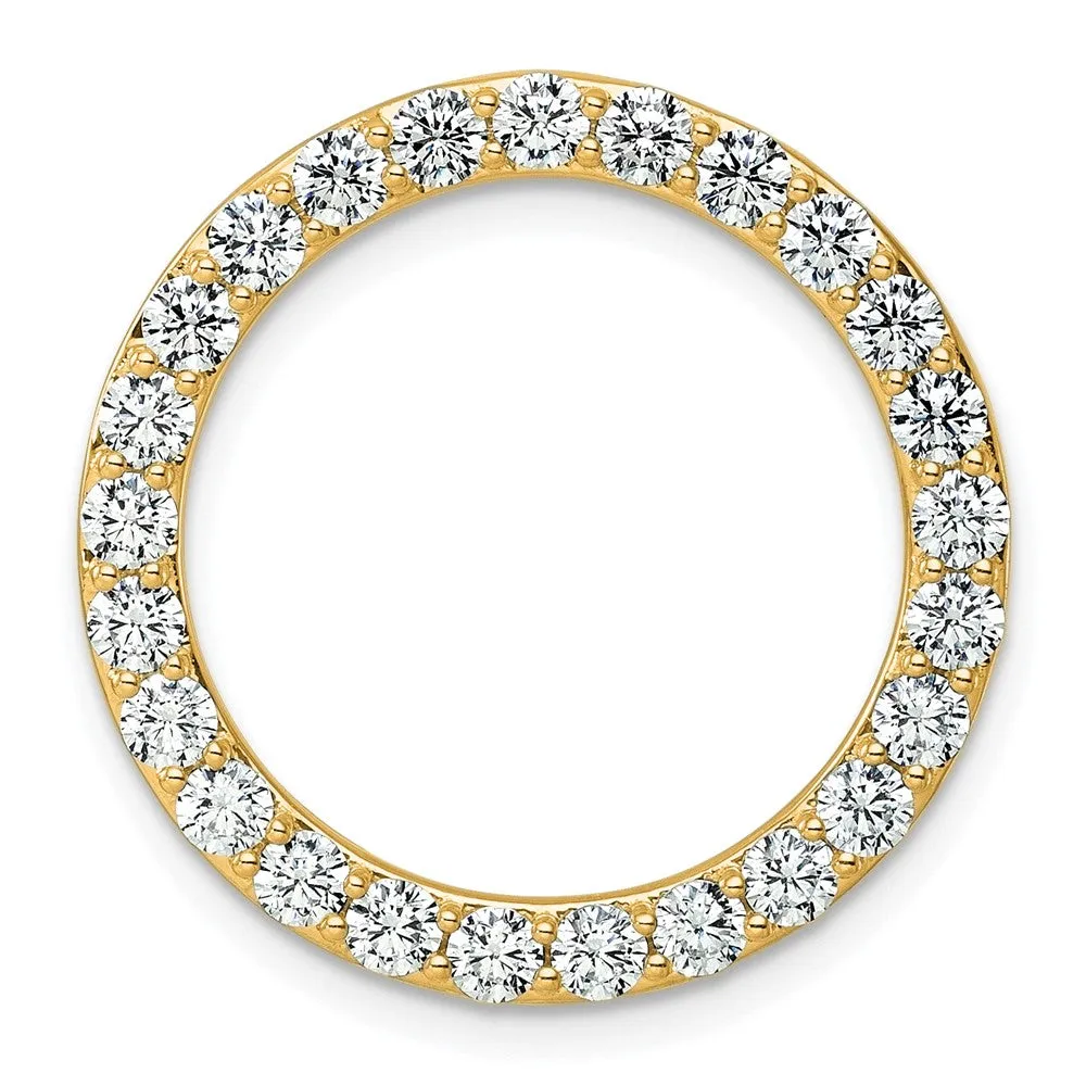 14k Yellow Gold 2 Ct Lab Grown Diamond Circle Chain Slide Pendant