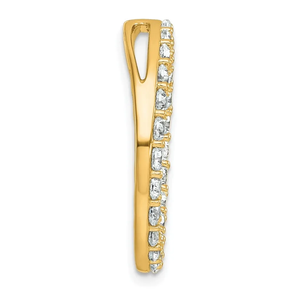 14k Yellow Gold 2 Ct Lab Grown Diamond Circle Chain Slide Pendant