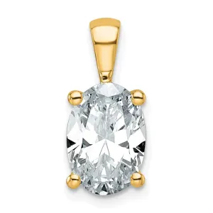 14k Yellow Gold 3 Ct Oval Cut Lab Grown Diamond Pendant