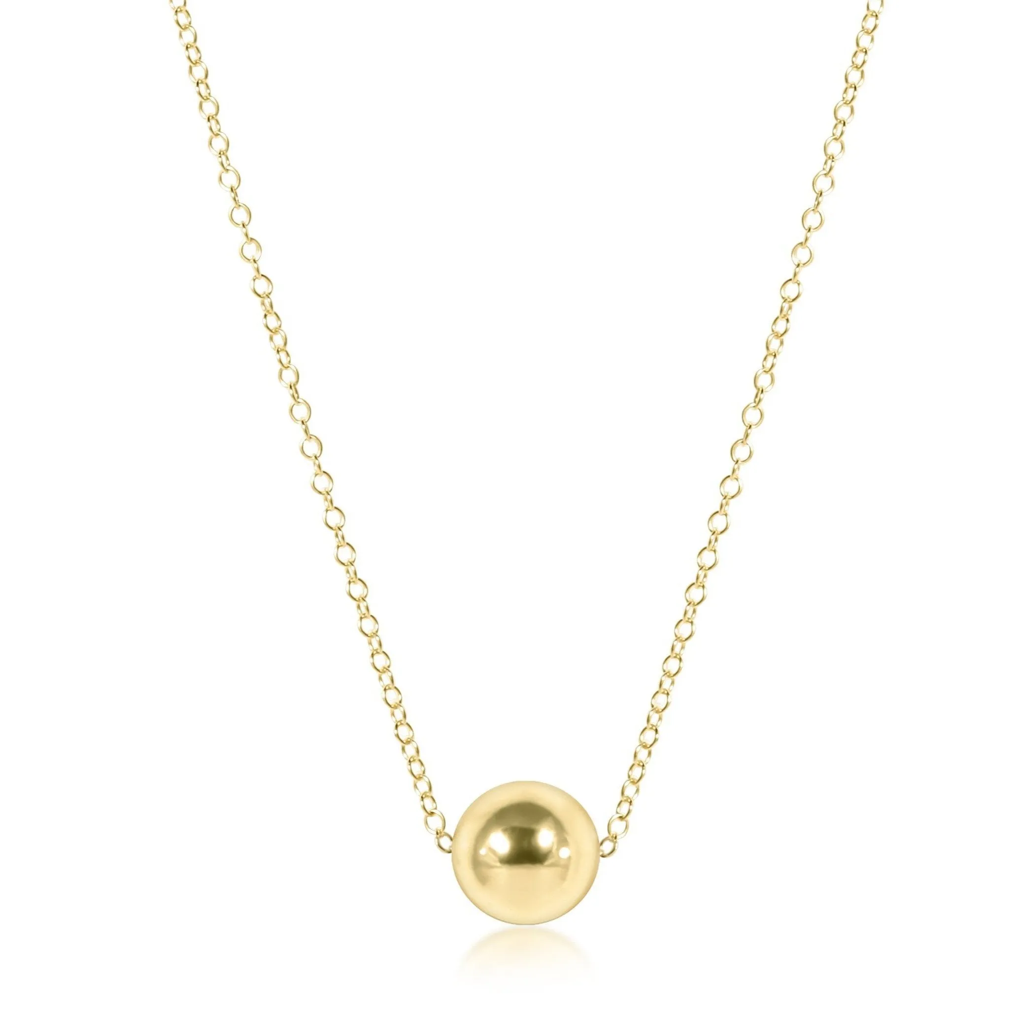 16" Classic 8mm Bead Necklace Gold