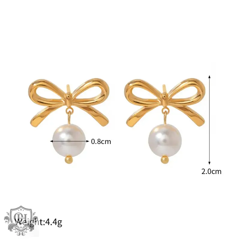18k gold exquisite fashion ginkgo / bow / irregular shape / round with pearl design light luxury style earrings