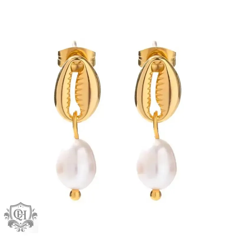18k gold exquisite fashion ginkgo / bow / irregular shape / round with pearl design light luxury style earrings