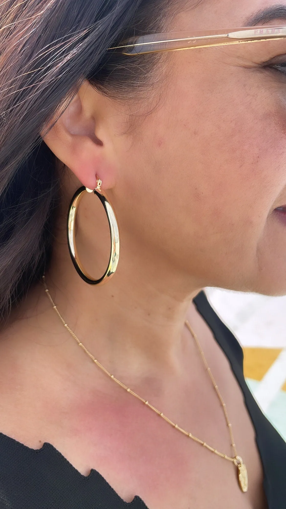 18k Gold Filled 4mm Thick Plain Smooth Classic Hoop Earrings