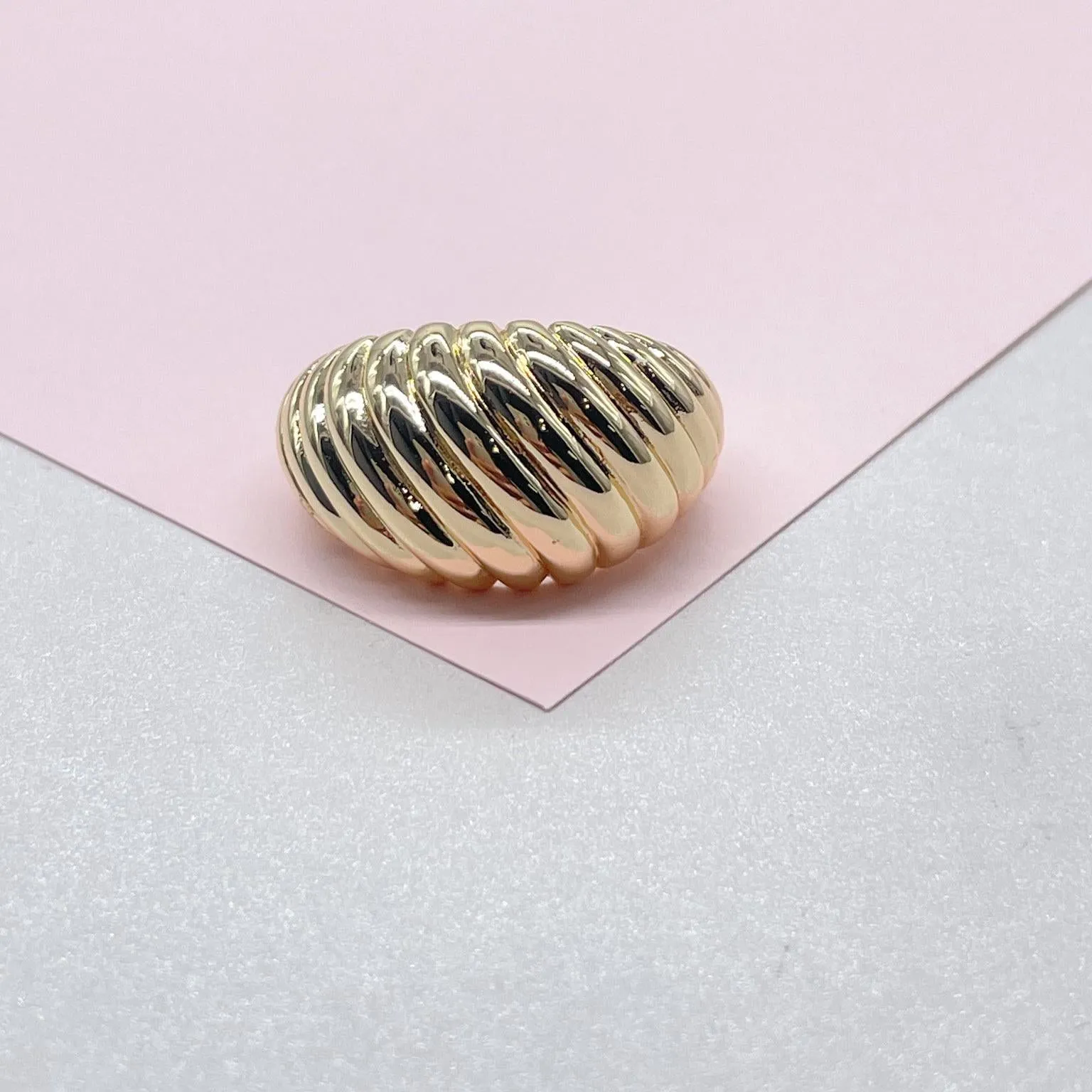 18k Gold-filled Adjustable Croissant  Wrap Dome Ring