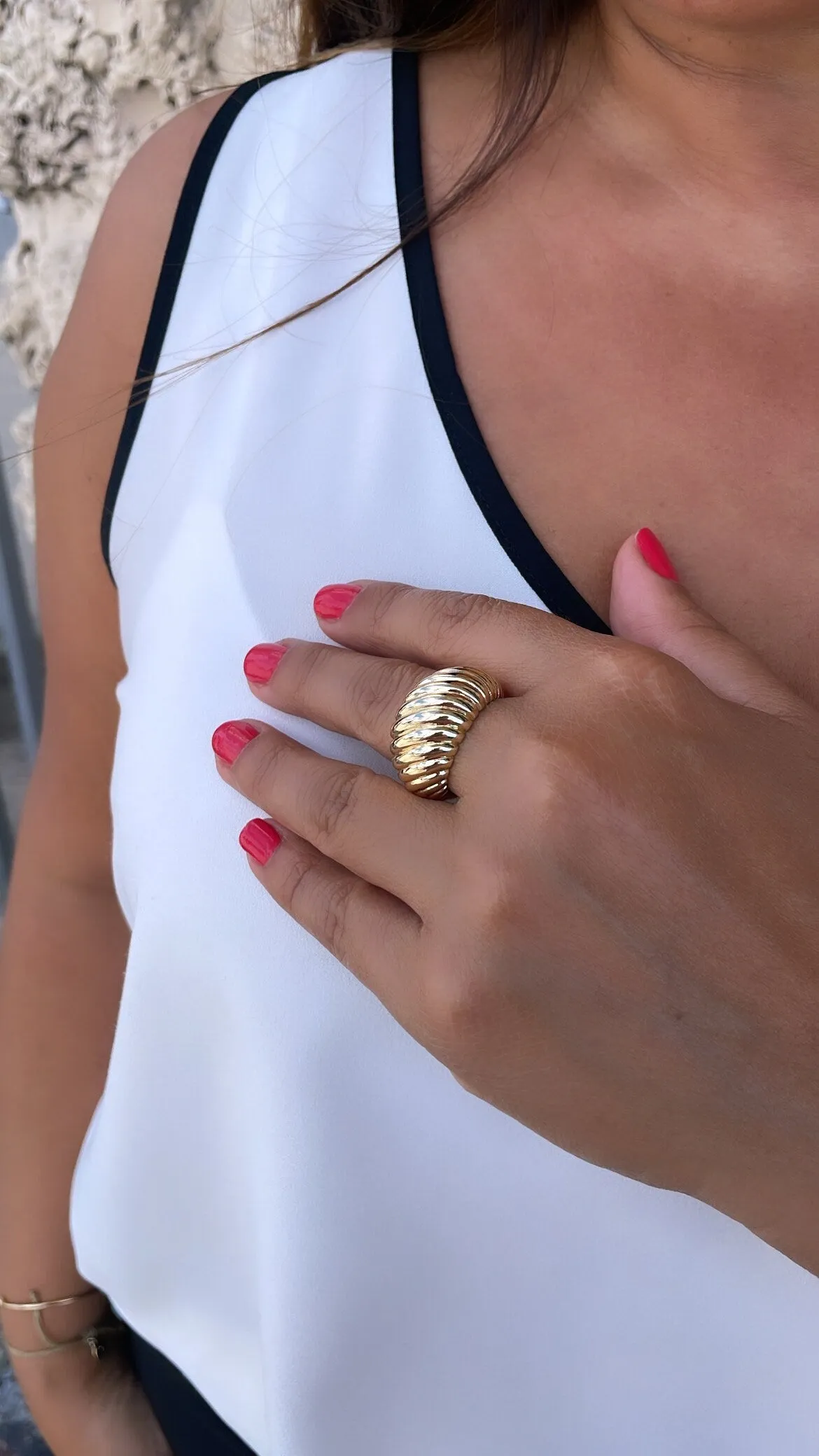 18k Gold-filled Adjustable Croissant  Wrap Dome Ring