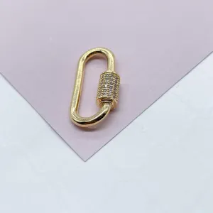 18k Gold Filled Carabiner Clasp With Closer Made of Pave Stones