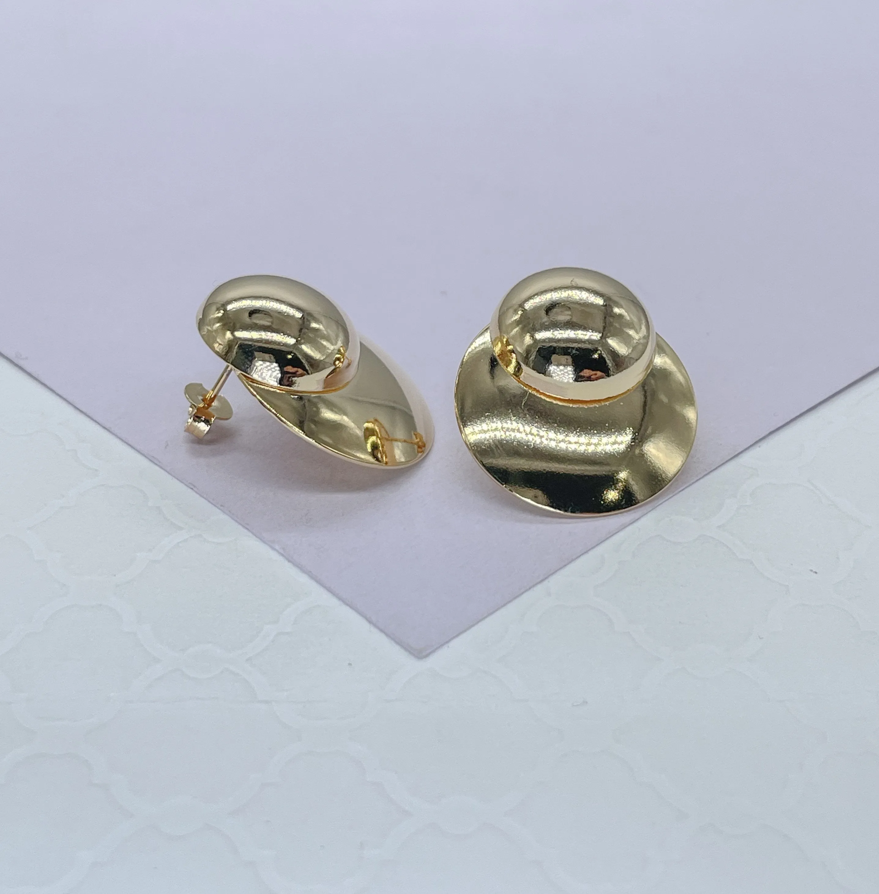 18k Gold Filled Con-Cave Style Handmade Smooth Art Deco Dangling Plate Earring, Art Deco Earringes, Summer Earrings, Gifts for Her,