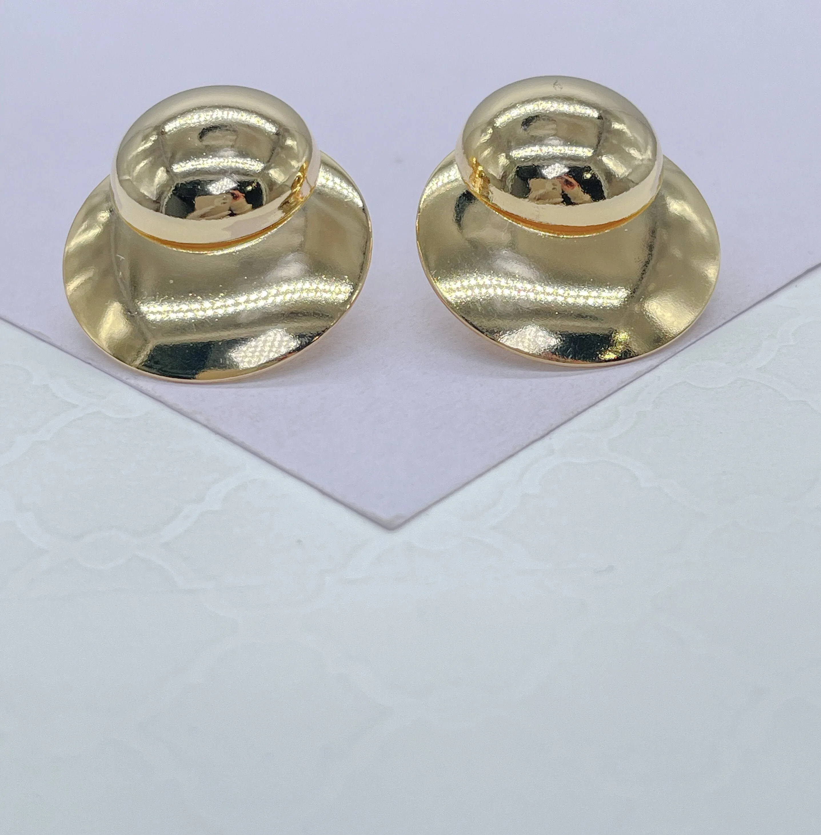 18k Gold Filled Con-Cave Style Handmade Smooth Art Deco Dangling Plate Earring, Art Deco Earringes, Summer Earrings, Gifts for Her,