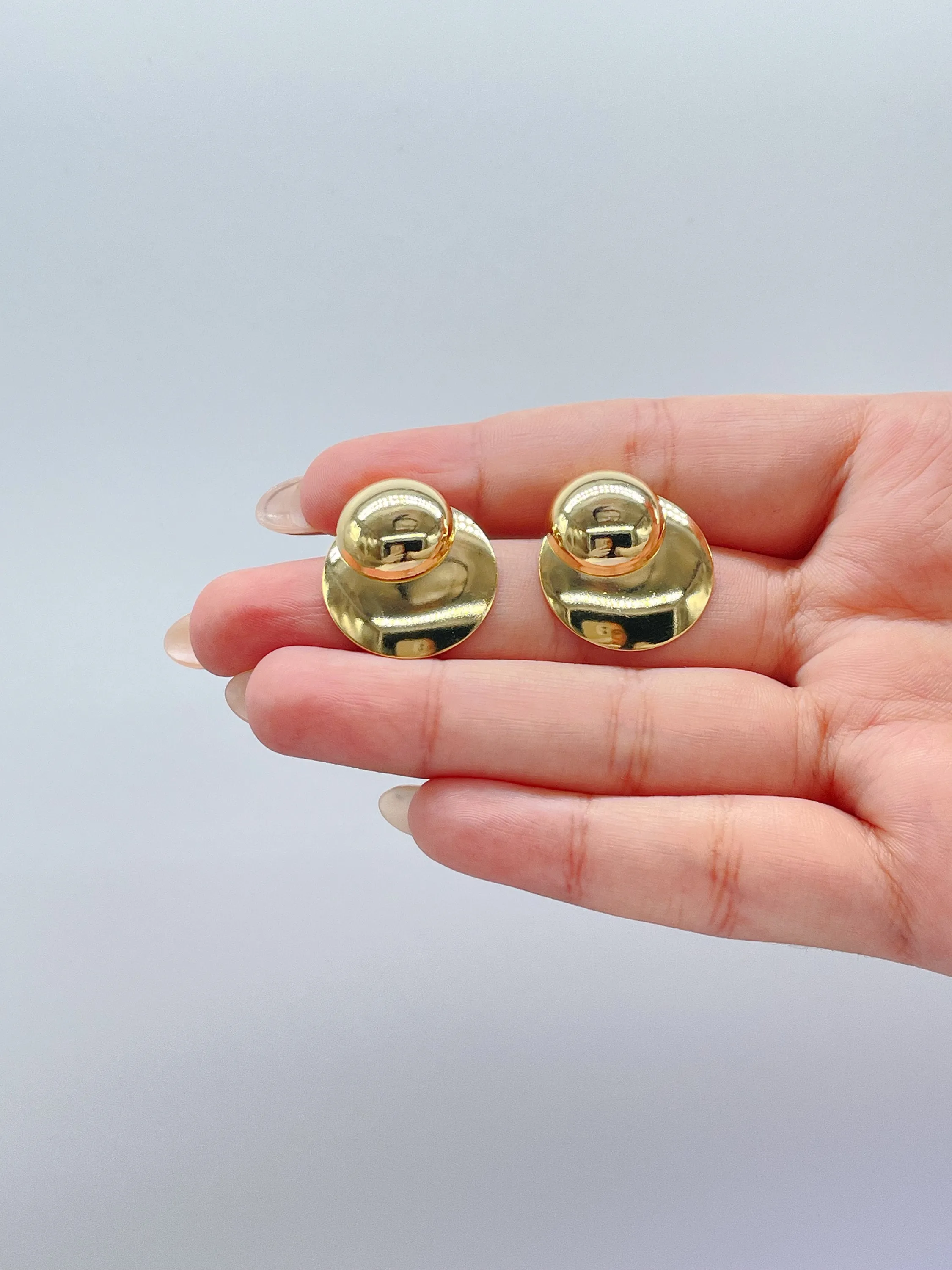 18k Gold Filled Con-Cave Style Handmade Smooth Art Deco Dangling Plate Earring, Art Deco Earringes, Summer Earrings, Gifts for Her,