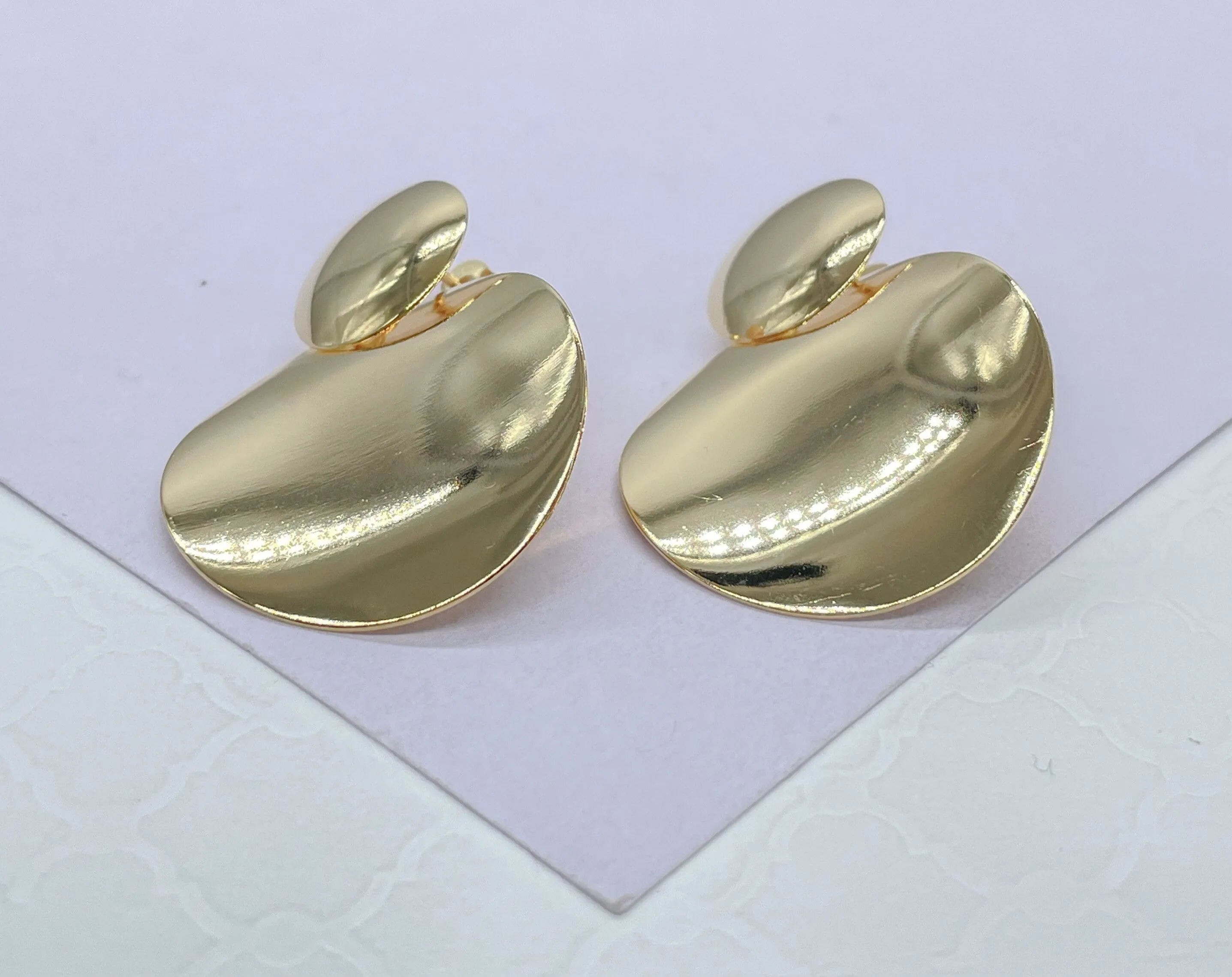 18k Gold Filled Curved Handmade Smooth Art Deco Dangling Plate Earring, Art Deco Earringes, Summer Earrings, Gifts for Her,
