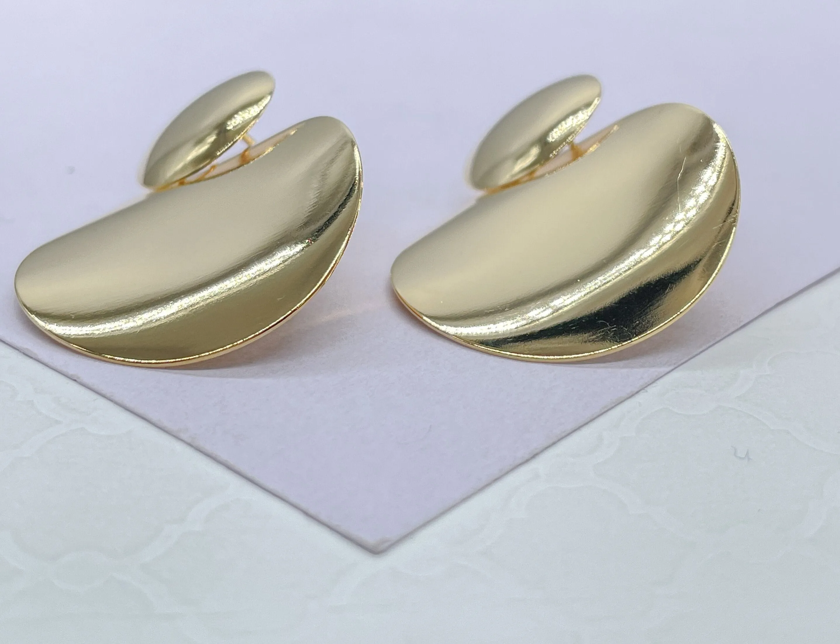 18k Gold Filled Curved Handmade Smooth Art Deco Dangling Plate Earring, Art Deco Earringes, Summer Earrings, Gifts for Her,