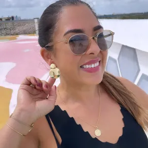 18k Gold Filled Curved Handmade Smooth Art Deco Dangling Plate Earring, Art Deco Earringes, Summer Earrings, Gifts for Her,