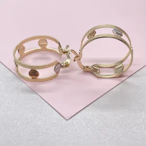 18k Gold Filled Dainty 3 Tone  Screw Patterned Hoops