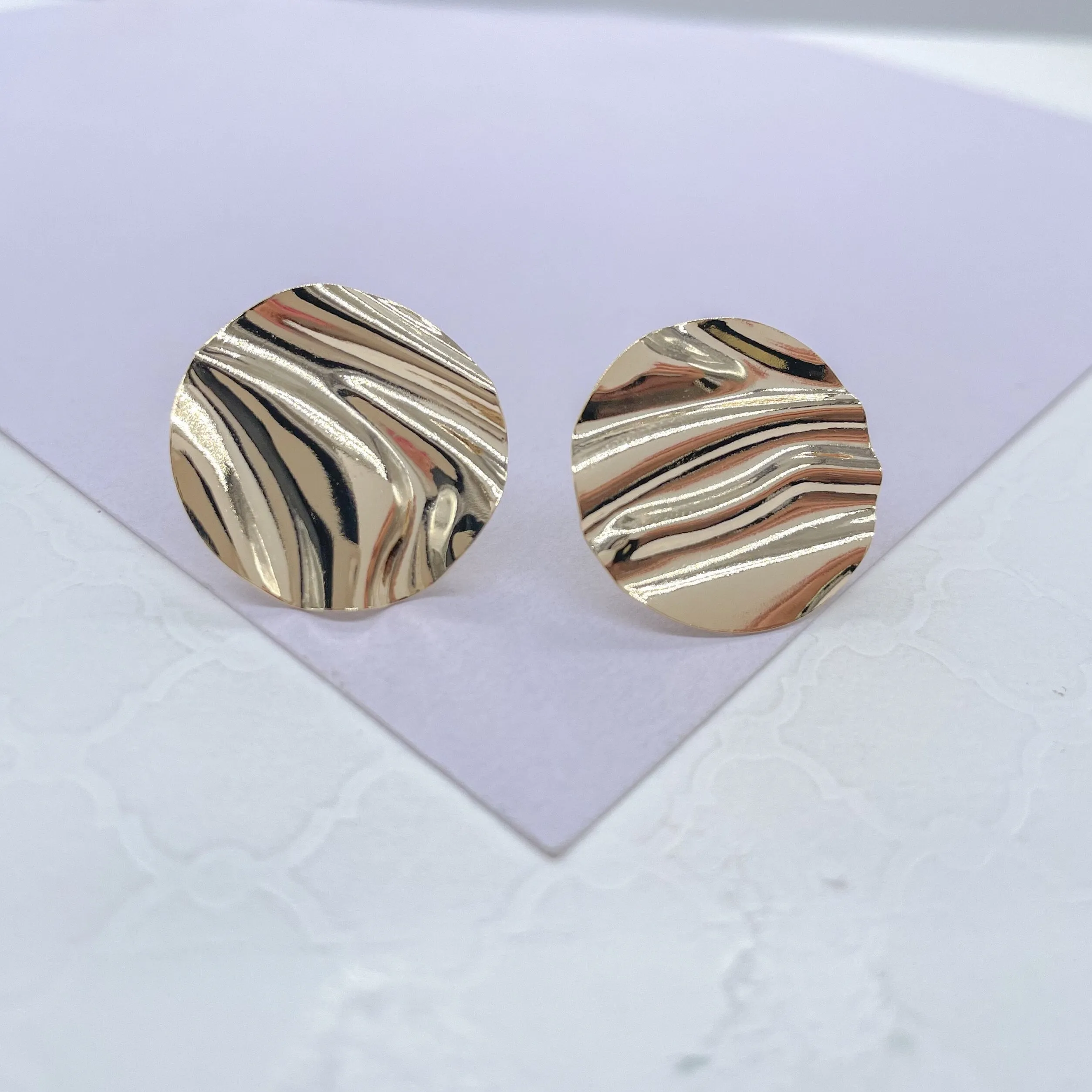 18k Gold Filled, Melted Sheet Wave Stud Earrings, contemporary earrings, Dainty Earrings, Gifts for Her, Evening Accessories, Wavy Earrings