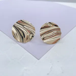 18k Gold Filled, Melted Sheet Wave Stud Earrings, contemporary earrings, Dainty Earrings, Gifts for Her, Evening Accessories, Wavy Earrings