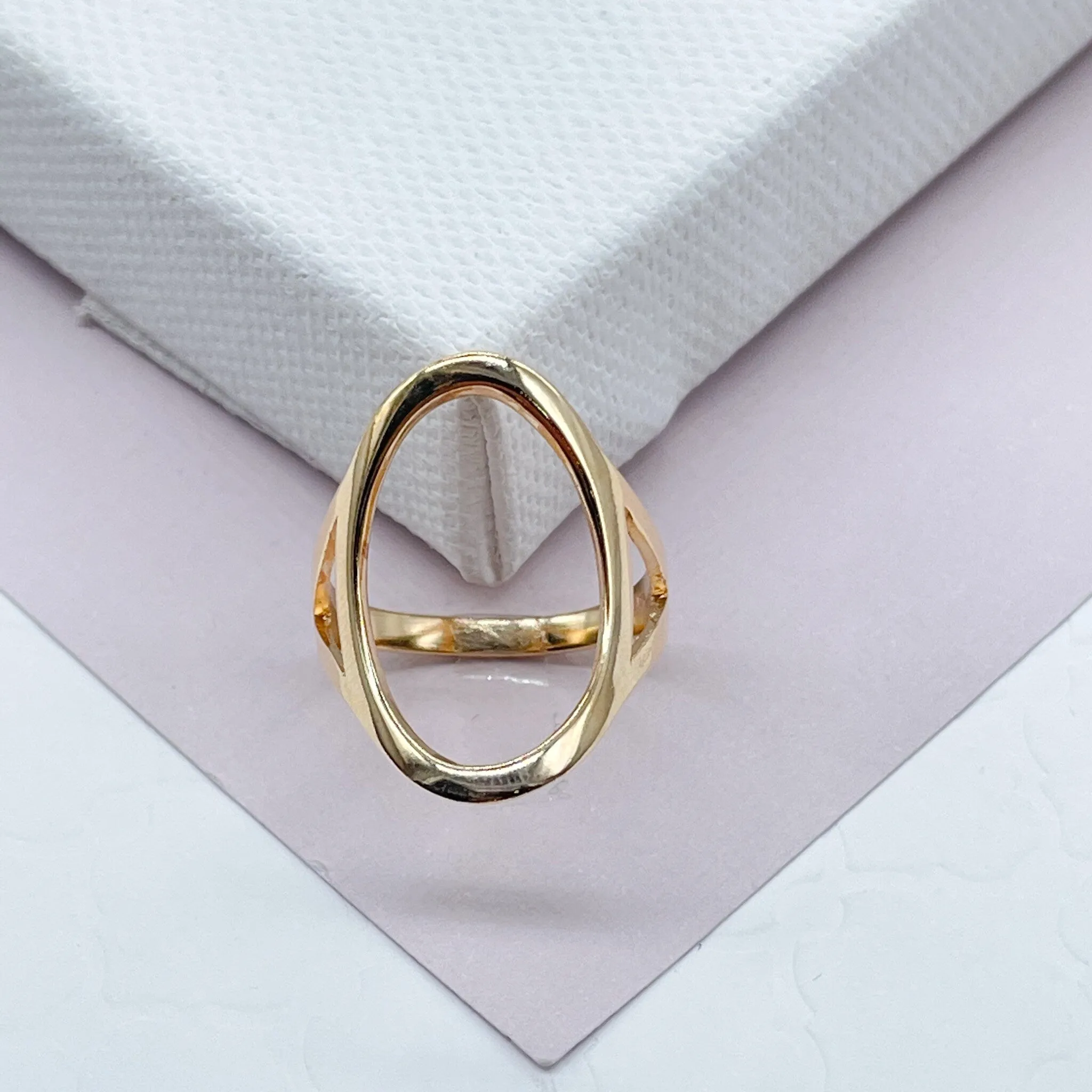 18k Gold Filled Open Oval Ring Hallowed Oval Fashion Design