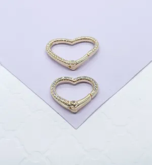 18k Gold Filled Pave Heart Clasps