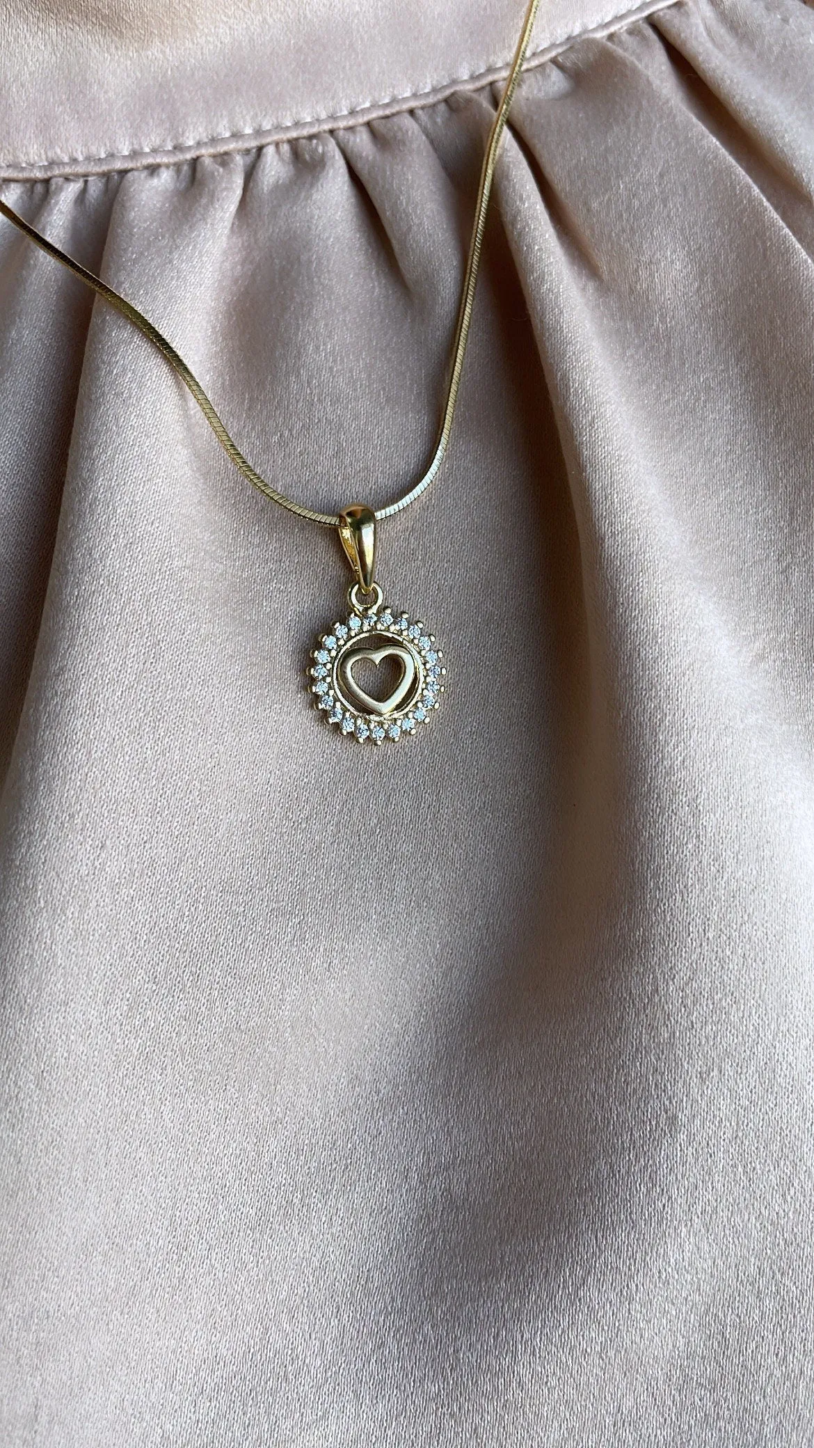 18k Gold Filled See Through Mini Dainty Pendant Cross or Heart Crowned with Beveled Round CZ Stones