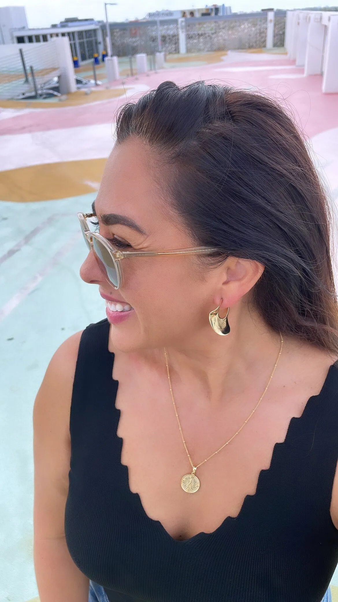 18k Gold Filled Smooth Plain Wavy Boho Style Earrings