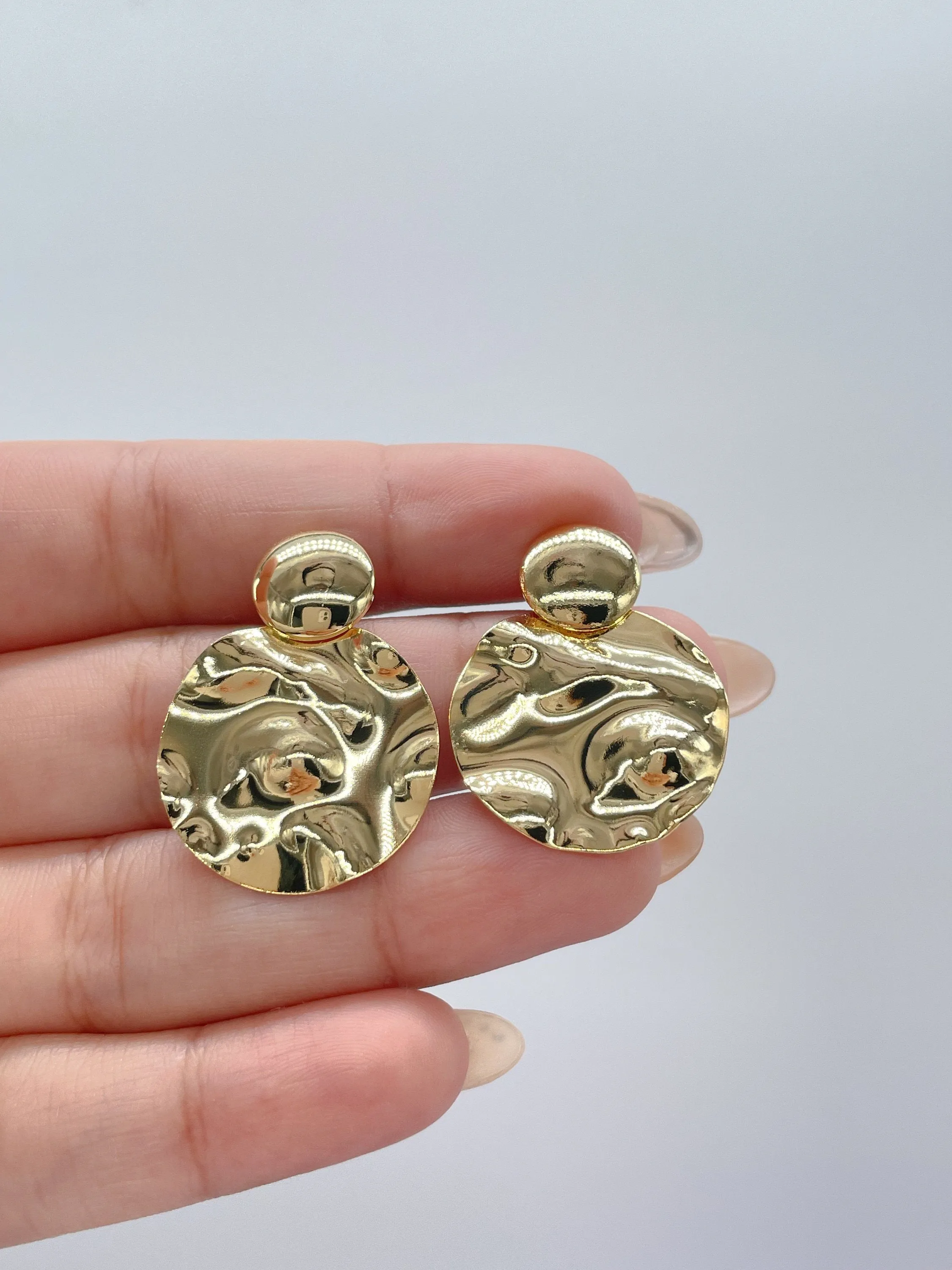 18k Gold Filled Soft Textured Style Handmade Smooth Art Deco Dangling Plate Earring, Art Deco Earringes, Summer Earrings, Gifts for Her,