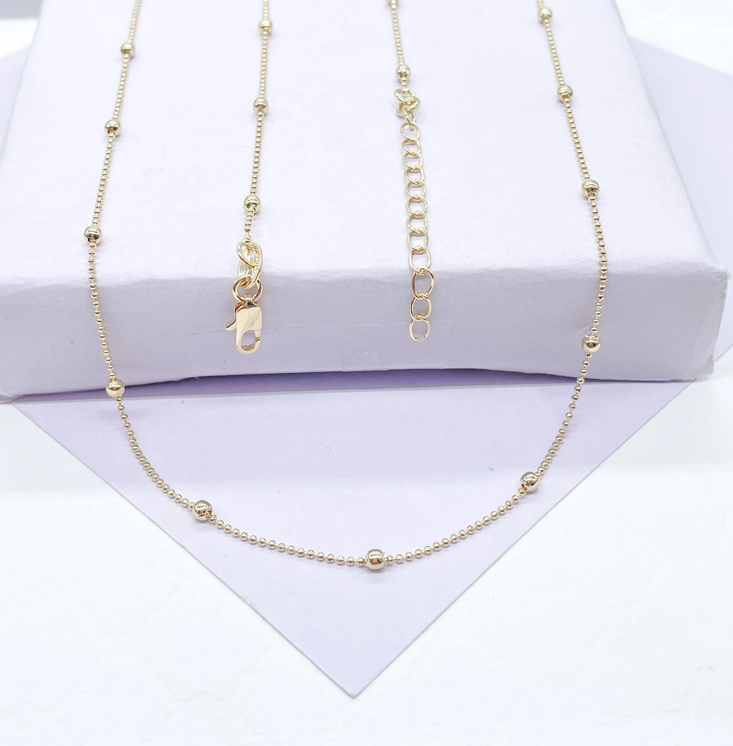 18k Gold Filled Thin 1mm Mini Beaded Satellite Chain, Statment Piece, Gift Ideas, Dainty Jewlery,