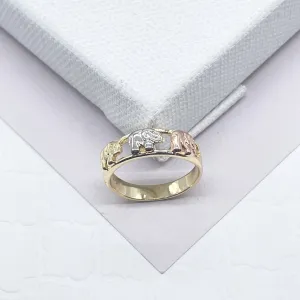 18k Gold Filled Tri-Color Elephant Rings In Gold Silver and Rose Gold Colors Hallowed Ring  Jewelry