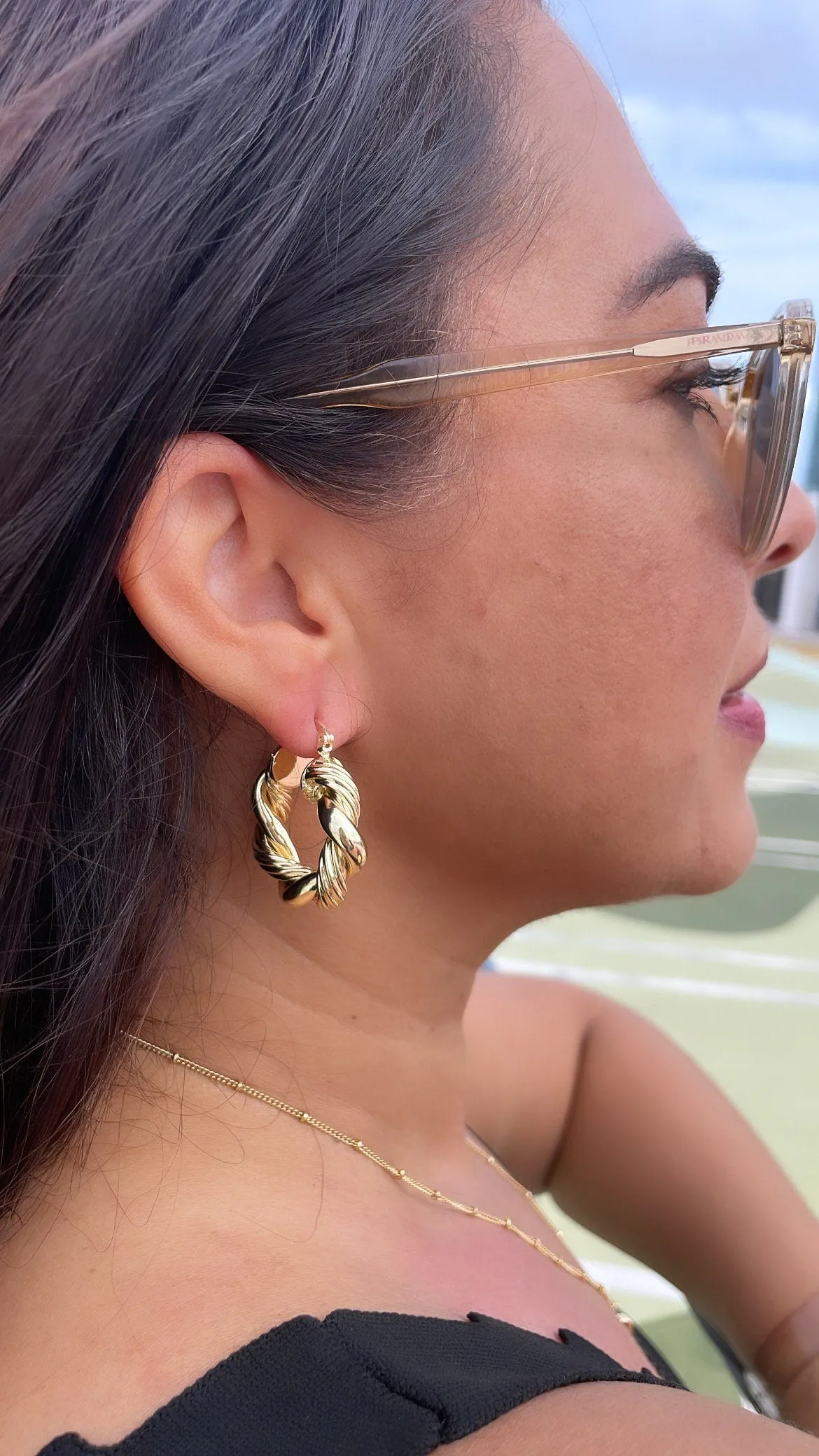18k Gold Filled XL Style Smooth Plain Twisted Hoop Earrings Available in 3 Sizes