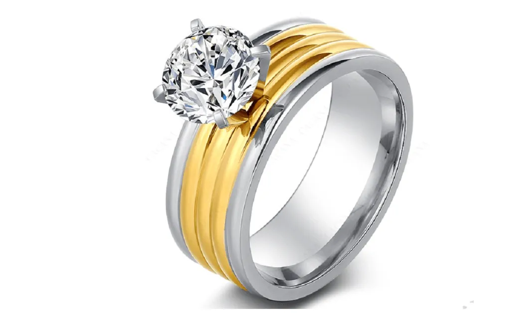 18K Gold Plated Cubic Zirconia Engagement Ring