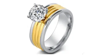 18K Gold Plated Cubic Zirconia Engagement Ring
