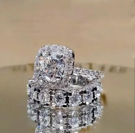 2 PCS/Set Zircon Crystal SeriesTrendy Rings Set