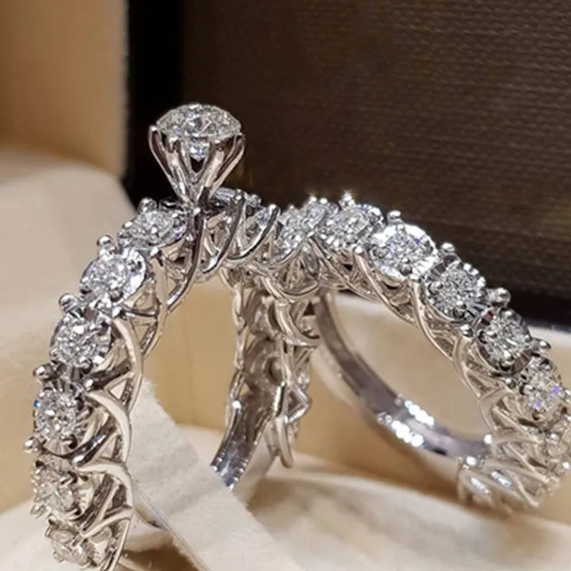 2 PCS/Set Zircon Crystal SeriesTrendy Rings Set