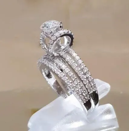 2 PCS/Set Zircon Crystal SeriesTrendy Rings Set