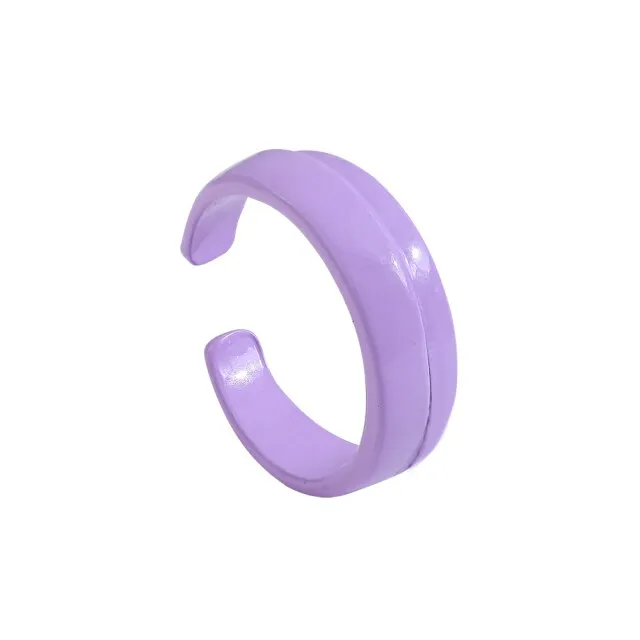 2021 New Trendy Hand-painted Candy Color Dripping Oil Geometric Chain Rings for Women Multicolor Irregular Open Rings Jewelry